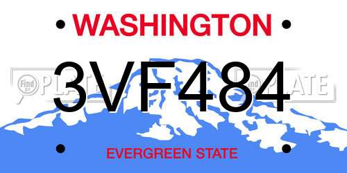 3VF484 Washington License Plate