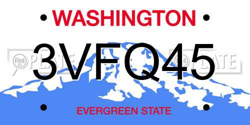 3VFQ45 Washington License Plate