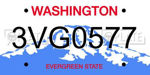 3VG0577 Washington License Plate