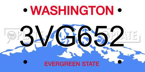 3VG652 Washington License Plate