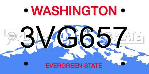 3VG657 Washington License Plate