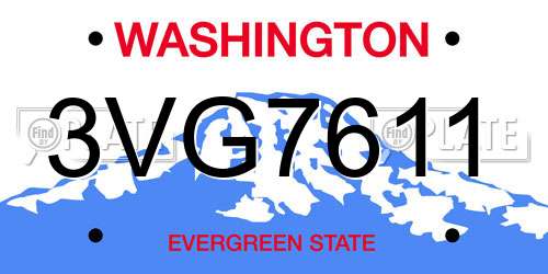 3VG7611 Washington License Plate
