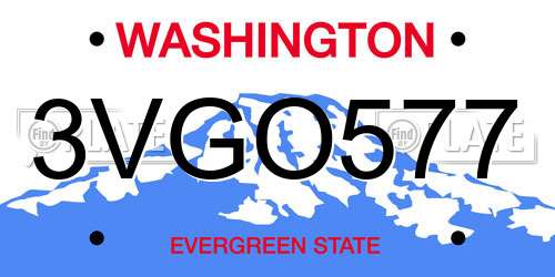 3VGO577 Washington License Plate