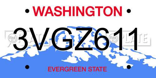 3VGZ611 Washington License Plate