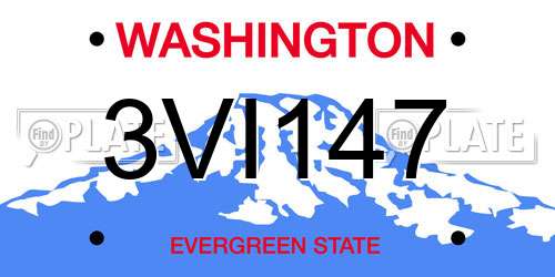 3VI147 Washington License Plate