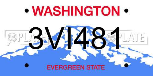 3VI481 Washington License Plate