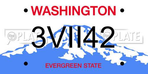3VII42 Washington License Plate