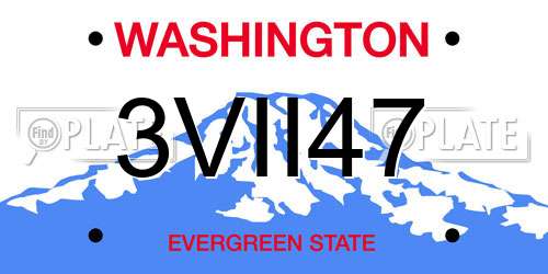 3VII47 Washington License Plate