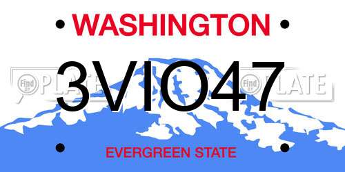 3VIO47 Washington License Plate