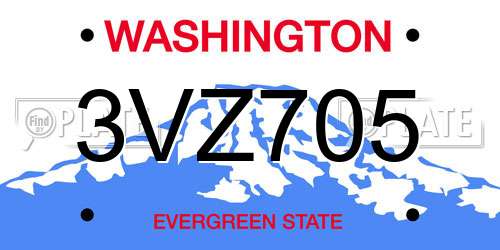 3VZ705 Washington License Plate
