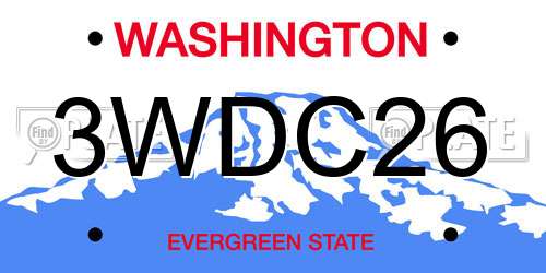 3WDC26 Washington License Plate
