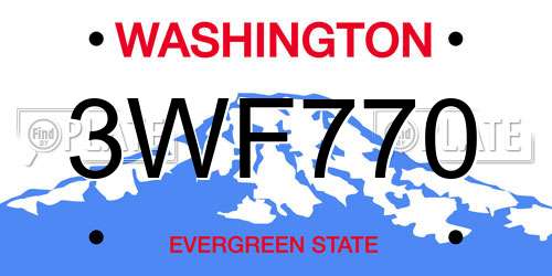 3WF770 Washington License Plate