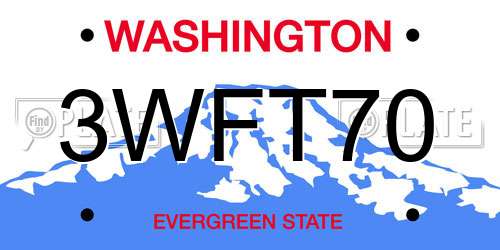 3WFT70 Washington License Plate