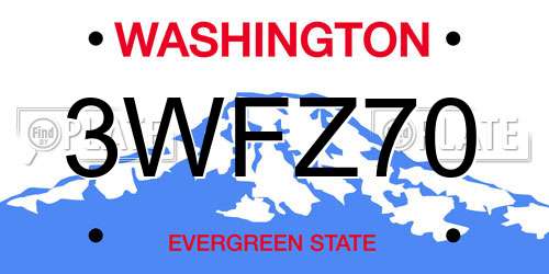 3WFZ70 Washington License Plate