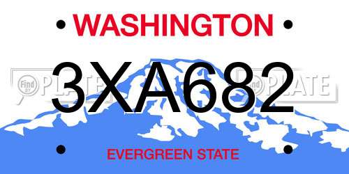 3XA682 Washington License Plate