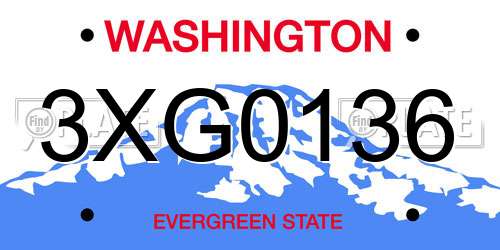 3XG0136 Washington License Plate