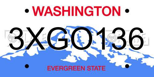 3XGO136 Washington License Plate