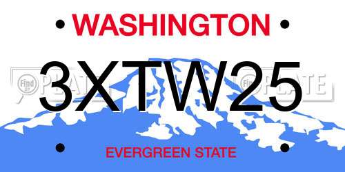 3XTW25 Washington License Plate