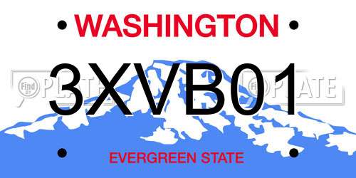 3XVB01 Washington License Plate