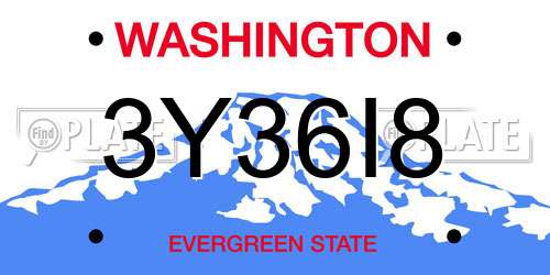 3Y36I8 Washington License Plate