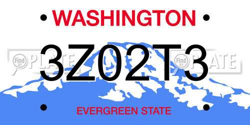 3Z02T3 Washington License Plate