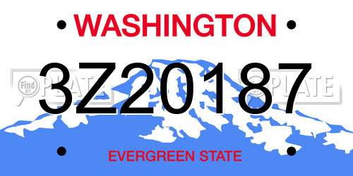 3Z20187 Washington License Plate