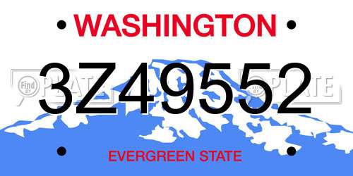3Z49552 Washington License Plate