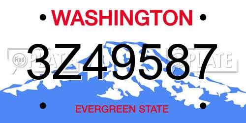 3Z49587 Washington License Plate