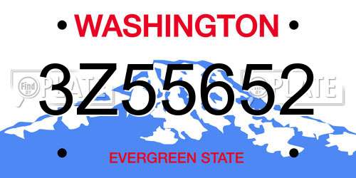 3Z55652 Washington License Plate