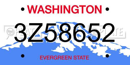 3Z58652 Washington License Plate