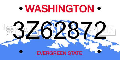 3Z62872 Washington License Plate