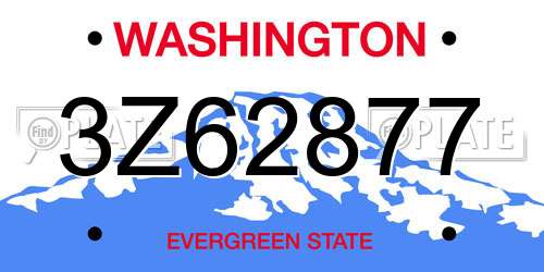 3Z62877 Washington License Plate