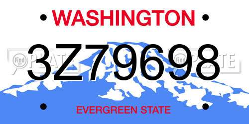 3Z79698 Washington License Plate