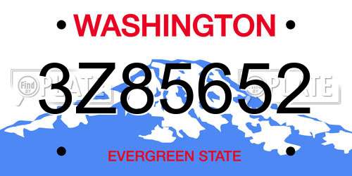 3Z85652 Washington License Plate