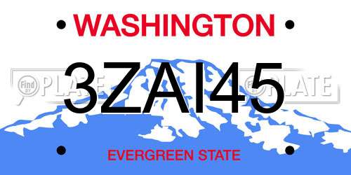 3ZAI45 Washington License Plate