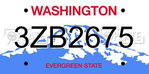 3ZB2675 Washington License Plate