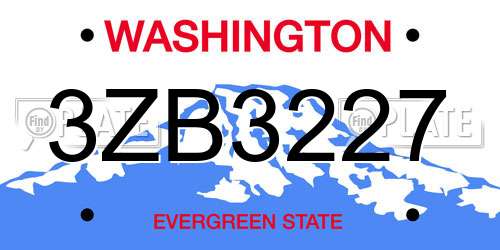 3ZB3227 Washington License Plate