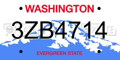 3ZB4714 Washington License Plate