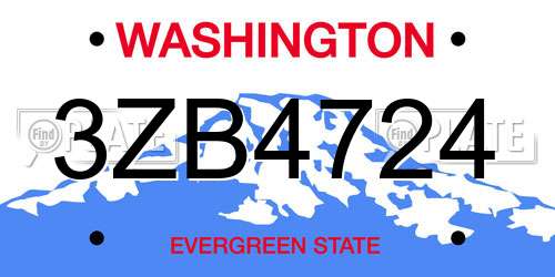 3ZB4724 Washington License Plate