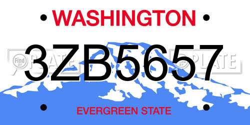 3ZB5657 Washington License Plate