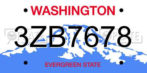 3ZB7678 Washington License Plate