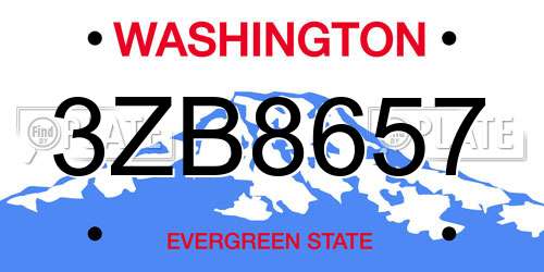 3ZB8657 Washington License Plate
