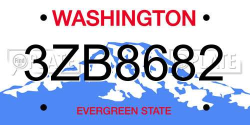 3ZB8682 Washington License Plate