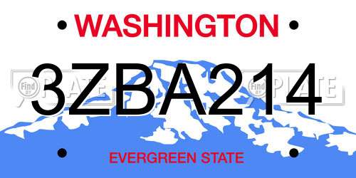 3ZBA214 Washington License Plate