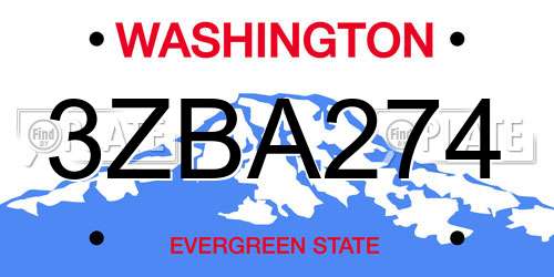 3ZBA274 Washington License Plate