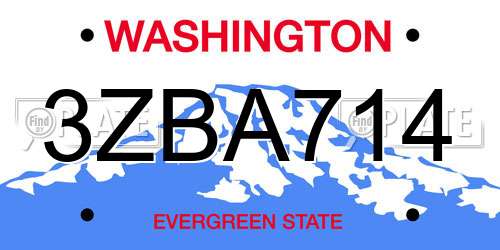 3ZBA714 Washington License Plate