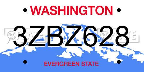 3ZBZ628 Washington License Plate