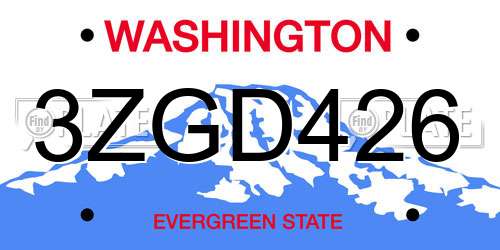 3ZGD426 Washington License Plate