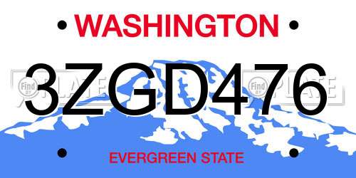 3ZGD476 Washington License Plate