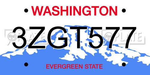3ZGT577 Washington License Plate
